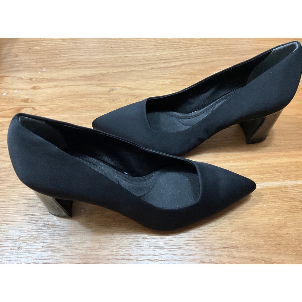 Anne Klein iFlex Black Pointed Toe Block Heel Pumps Women 8.5